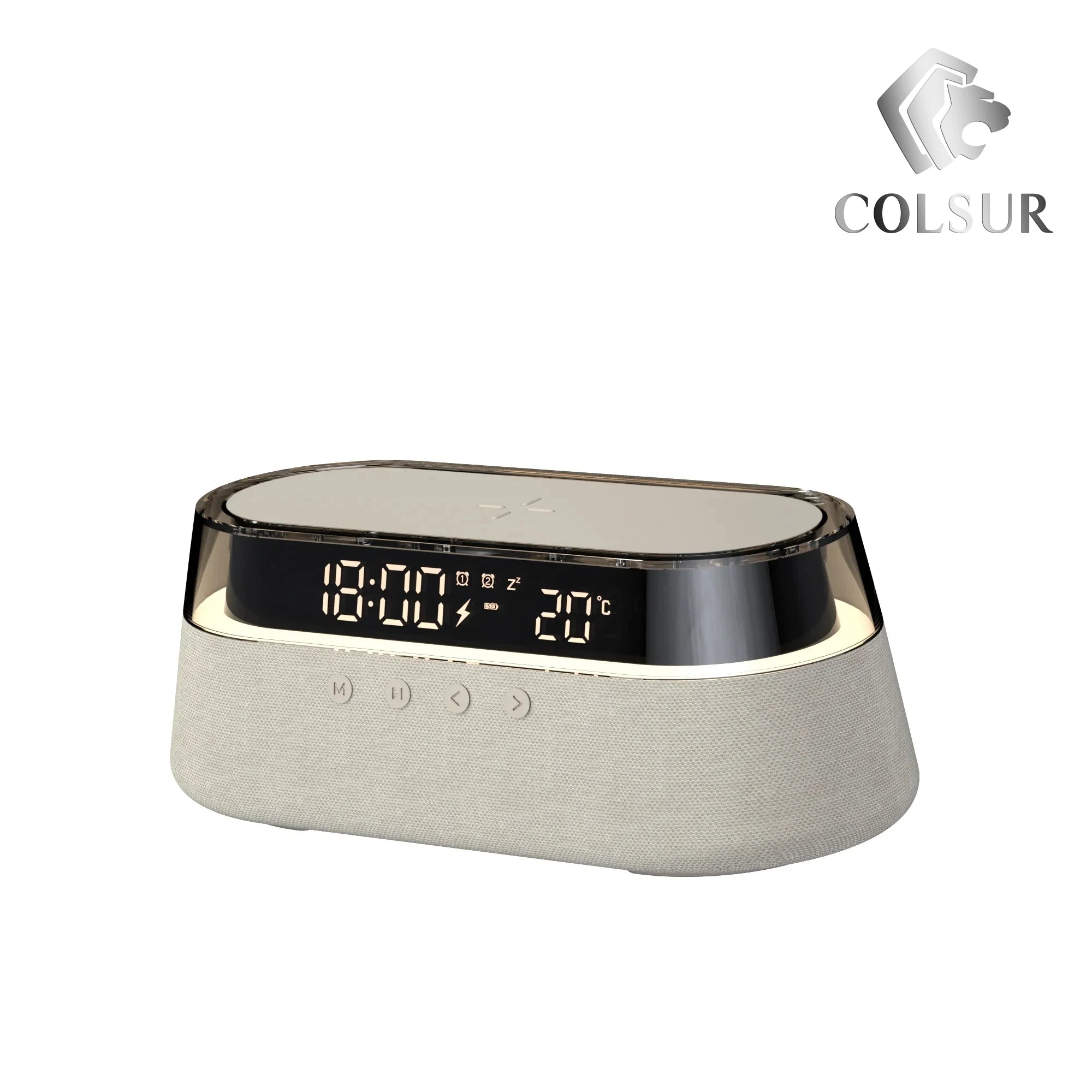 All-in-One 6-In-1 Smart Alarm Clock: 15W Wireless Charger, Bluetooth Speaker, FM Radio, Dual Alarm, USB Charger & Colorful RGB Night Light