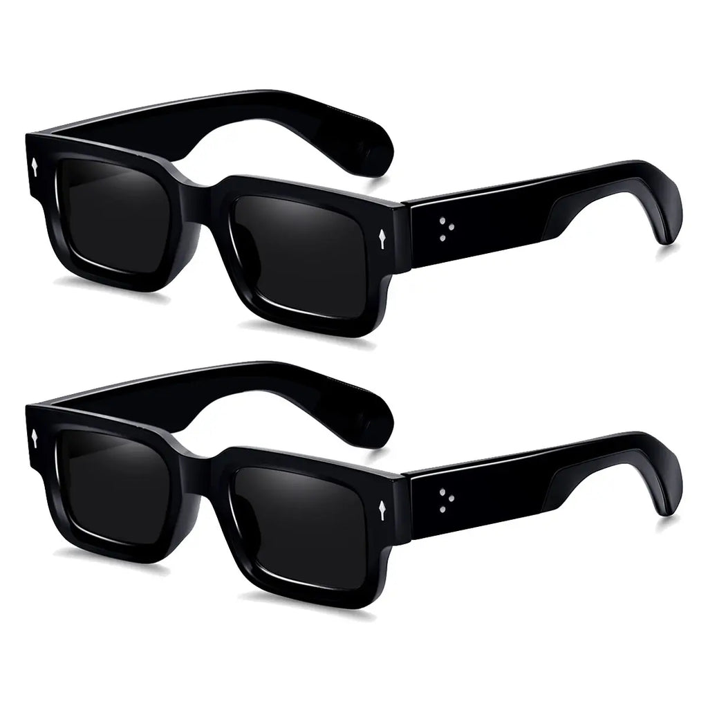 Unisex 2-Piece High Quality Retro Full-Rim Modern Sunglasses Set, Thick Plastic Frame with PC Lenses, Anti-Glare Shades - Accessories for Women, Ideal for Party, Beach Travel Gifts Summerwins,Summerwins,Summeroutfits,Vacationoutfits,Beachoutfits