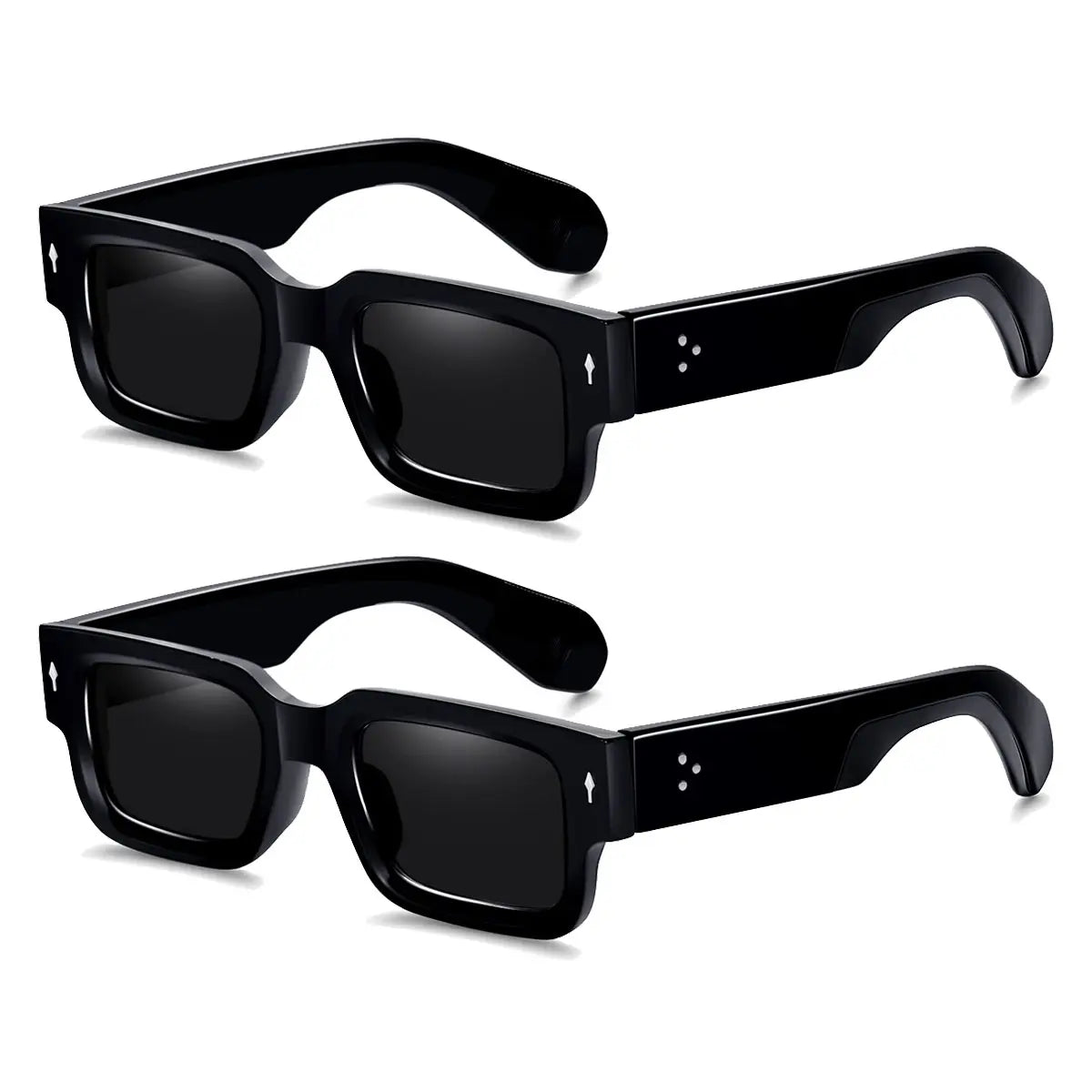 Unisex 2-Piece High Quality Retro Full-Rim Modern Sunglasses Set, Thick Plastic Frame with PC Lenses, Anti-Glare Shades - Accessories for Women, Ideal for Party, Beach Travel Gifts Summerwins,Summerwins,Summeroutfits,Vacationoutfits,Beachoutfits