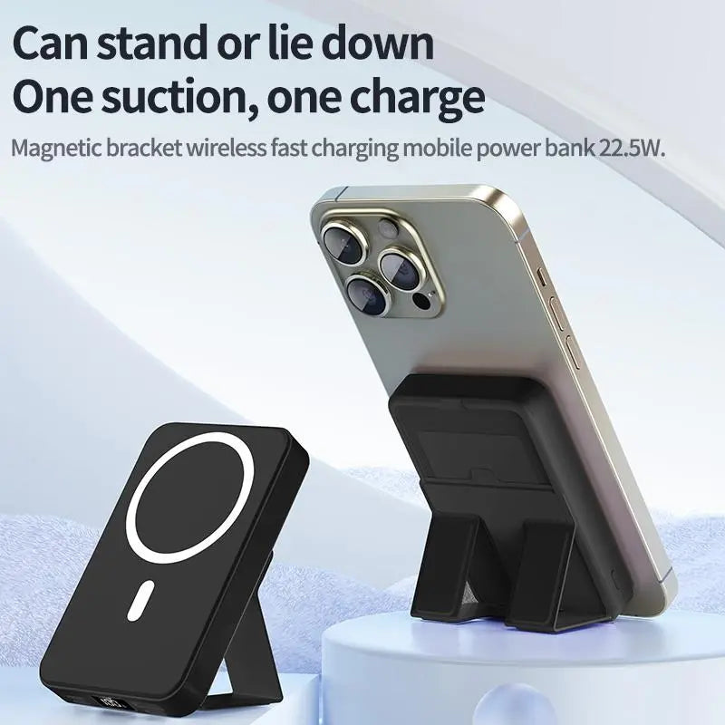 10000Mah Magnetic Power Bank – Portable Charger with Foldable Stand, LED Digital Display, Charge Iphone & Android Devices Simultaneously Summerwins