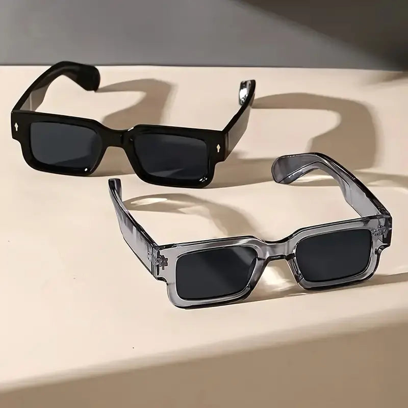 Unisex 2-Piece High Quality Retro Full-Rim Modern Sunglasses Set, Thick Plastic Frame with PC Lenses, Anti-Glare Shades - Accessories for Women, Ideal for Party, Beach Travel Gifts Summerwins,Summerwins,Summeroutfits,Vacationoutfits,Beachoutfits
