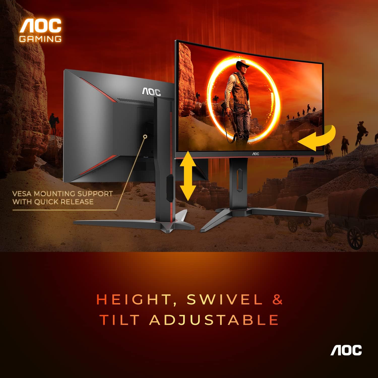 Elevate Your Gaming Experience with the AOC C24G1A 24" Curved Frameless Gaming Monitor - FHD 1920x1080, 165Hz Refresh Rate, and AMD FreeSync Premium