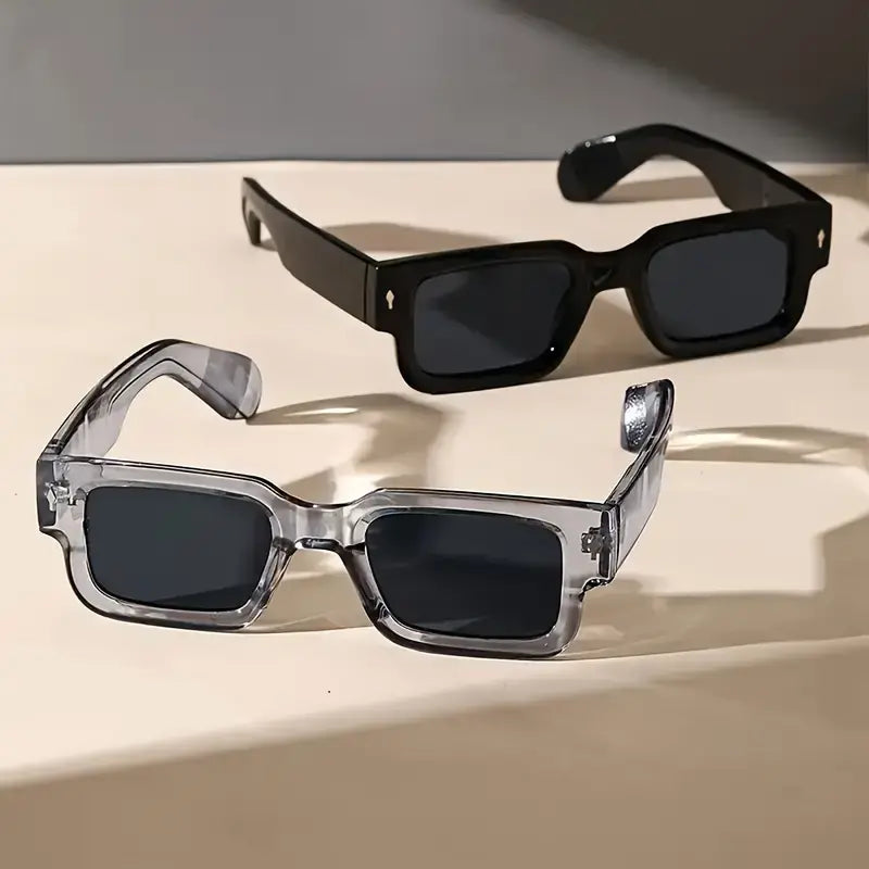 Unisex 2-Piece High Quality Retro Full-Rim Modern Sunglasses Set, Thick Plastic Frame with PC Lenses, Anti-Glare Shades - Accessories for Women, Ideal for Party, Beach Travel Gifts Summerwins,Summerwins,Summeroutfits,Vacationoutfits,Beachoutfits