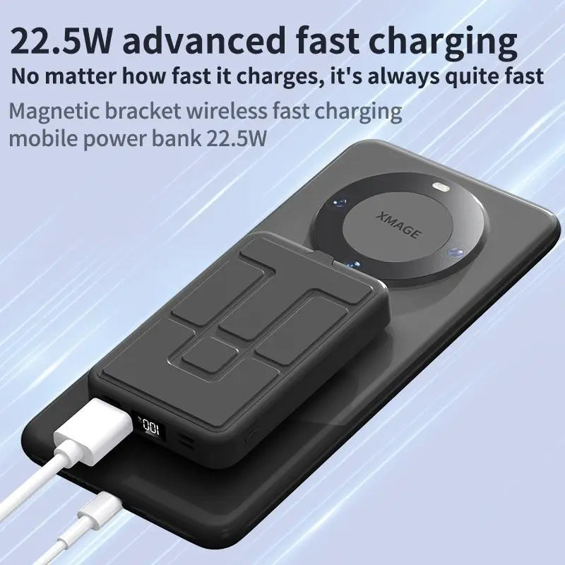 10000Mah Magnetic Power Bank – Portable Charger with Foldable Stand, LED Digital Display, Charge Iphone & Android Devices Simultaneously Summerwins