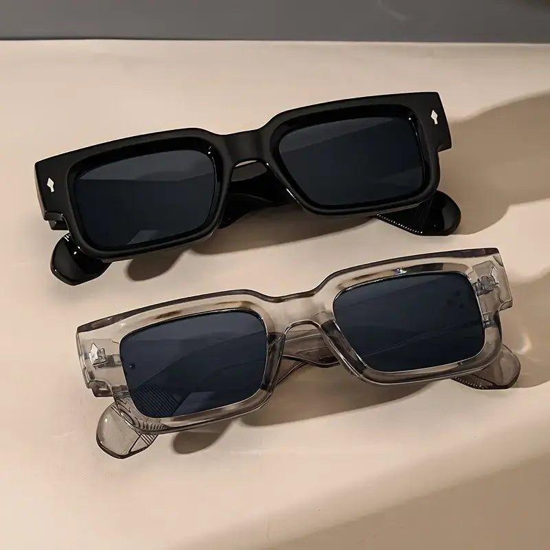 Unisex 2-Piece High Quality Retro Full-Rim Modern Sunglasses Set, Thick Plastic Frame with PC Lenses, Anti-Glare Shades - Accessories for Women, Ideal for Party, Beach Travel Gifts Summerwins,Summerwins,Summeroutfits,Vacationoutfits,Beachoutfits