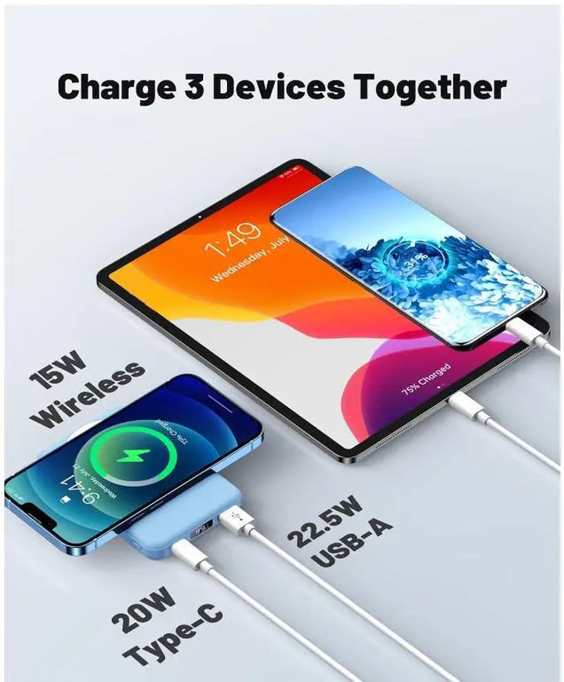 10000Mah Magnetic Power Bank – Portable Charger with Foldable Stand, LED Digital Display, Charge Iphone & Android Devices Simultaneously Summerwins